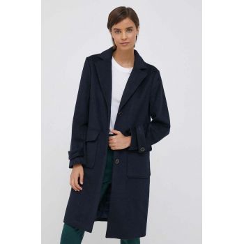 Pepe Jeans palton de lana Nica culoarea albastru marin, de tranzitie de firma original