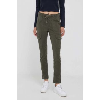 Pepe Jeans pantaloni Cruise femei, culoarea verde, mulata, high waist ieftina