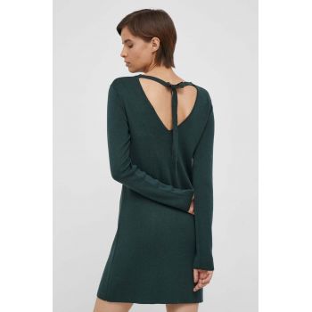 Pepe Jeans rochie din amestec de lana Darice culoarea verde, mini, drept ieftina