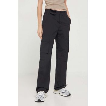 Sixth June pantaloni femei, culoarea negru, drept, high waist