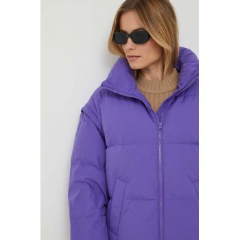 United Colors of Benetton geaca de puf femei, culoarea violet, de iarna, oversize ieftina