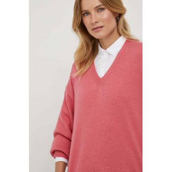 United Colors of Benetton pulover de lana femei, culoarea roz de firma original