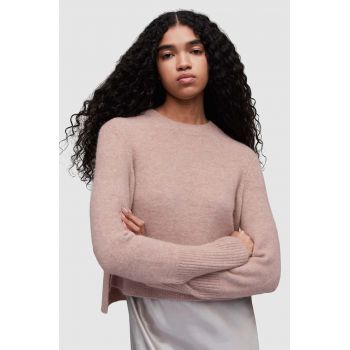 AllSaints pulover din amestec de lana WICK CREW femei, culoarea roz de firma original