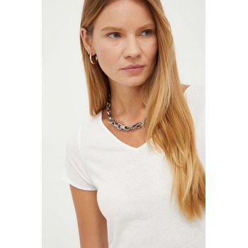 American Vintage tricou din bumbac culoarea alb