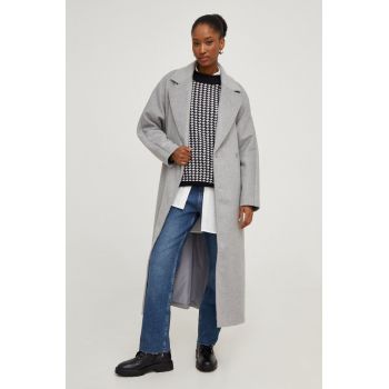 Answear Lab palton de lana culoarea gri, de tranzitie ieftin