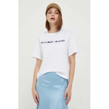 Emporio Armani tricou din bumbac culoarea alb