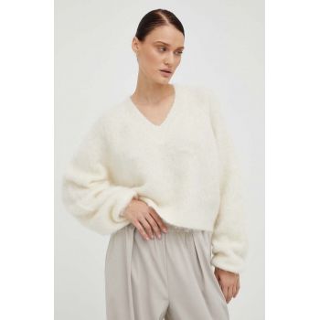 Gestuz pulover de lana femei, culoarea bej, călduros de firma original