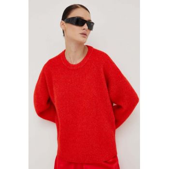 Gestuz pulover de lana femei, culoarea rosu de firma original