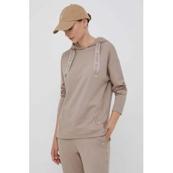 Joop! bluza femei, culoarea bej, cu glugă, neted