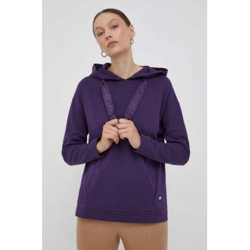 Joop! bluza femei, culoarea violet, cu glugă, neted