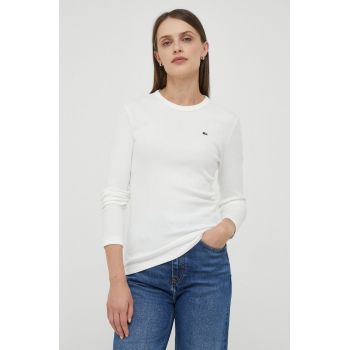 Lacoste longsleeve din bumbac culoarea alb