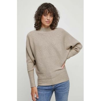 Medicine pulover femei, culoarea bej, light, cu turtleneck de firma original
