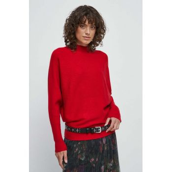 Medicine pulover femei, culoarea rosu, light, cu turtleneck ieftin