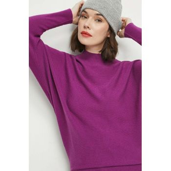 Medicine pulover femei, culoarea violet, light, cu turtleneck de firma original