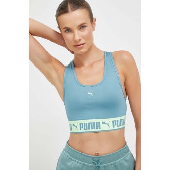 Puma sutien sport Strong culoarea turcoaz, neted ieftin