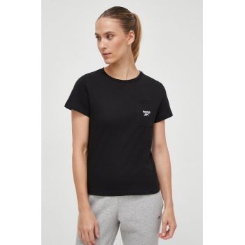 Reebok tricou din bumbac culoarea negru