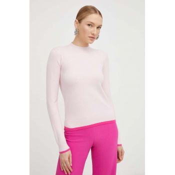 Silvian Heach pulover femei, culoarea roz, light, cu turtleneck