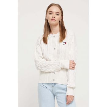 Tommy Jeans cardigan femei, culoarea bej