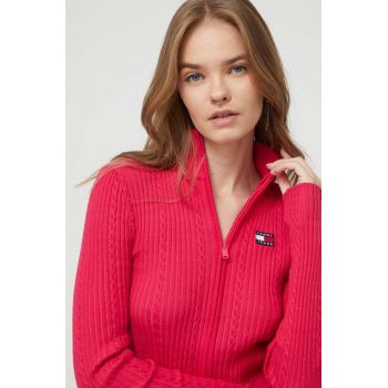 Tommy Jeans cardigan femei, culoarea roșu, light DW0DW16532