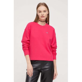 Tommy Jeans hanorac de bumbac femei, culoarea roșu, uni DW0DW16402