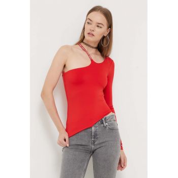 Tommy Jeans longsleeve femei, culoarea roșu DW0DW16502 ieftin