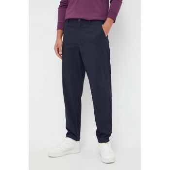 Armani Exchange pantaloni barbati, culoarea albastru marin, drept