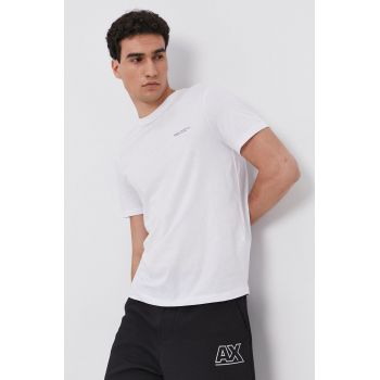 Armani Exchange Tricou din bumbac culoarea alb, cu imprimeu