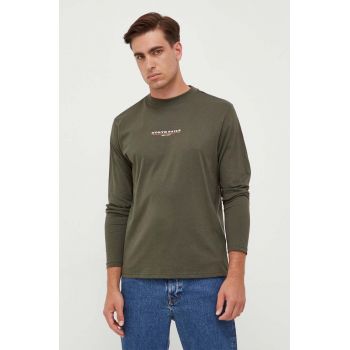 North Sails longsleeve din bumbac culoarea verde, cu imprimeu