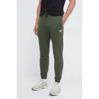 Reebok pantaloni de trening culoarea verde, neted