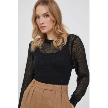 Sisley pulover din amestec de lana femei, culoarea negru, light