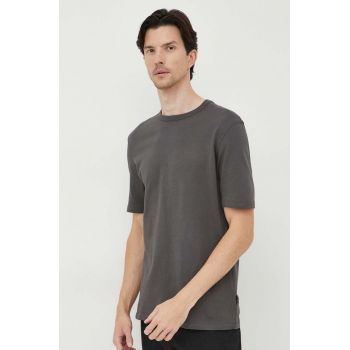 Sisley tricou din bumbac culoarea gri, neted