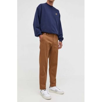Tommy Jeans pantaloni barbati, culoarea maro, cu fason chinos de firma originali