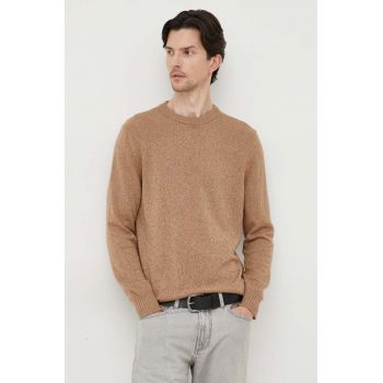 United Colors of Benetton pulover din amestec de lana barbati, culoarea maro, light de firma original