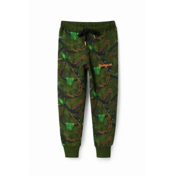 Desigual pantaloni de trening pentru copii culoarea verde, modelator