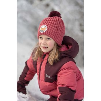 Jack Wolfskin caciula copii POMPOM BADGE culoarea roz de firma originala