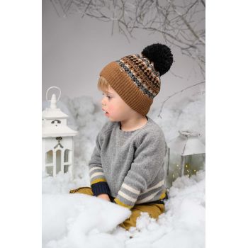 Jamiks șapcă de lână pentru copii culoarea maro de firma originala