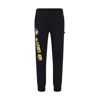 Lego pantaloni de trening din bumbac pentru copii culoarea negru, cu imprimeu