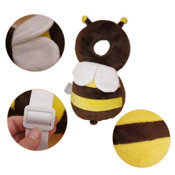 Pernuta protectie spate si cap pentru copii, Ikonka, in forma de rucsacel cu bretele reglabile, dimensiune 25 x 15cm, Albinuta