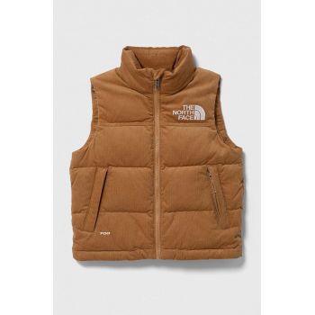 The North Face vesta de puf pentru copii 1996 RETRO NUPTSE VEST culoarea maro