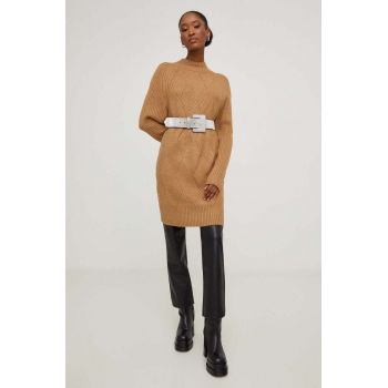 Answear Lab pulover de lana culoarea maro, cu turtleneck ieftin