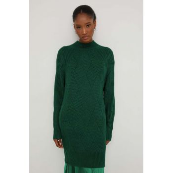 Answear Lab pulover de lana culoarea verde, cu turtleneck