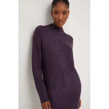Answear Lab pulover de lana culoarea violet, cu turtleneck ieftin