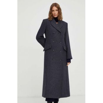 By Malene Birger palton de lana culoarea negru, de tranzitie, cu doua randuri de nasturi