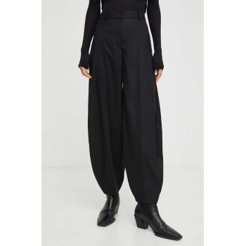 By Malene Birger pantaloni femei, culoarea negru, lat, high waist