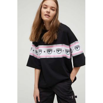 Chiara Ferragni tricou din bumbac culoarea negru