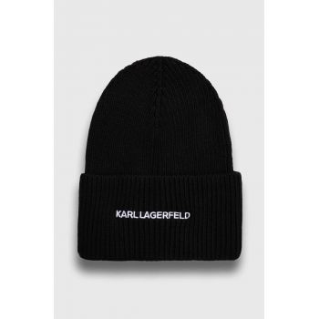 Karl Lagerfeld caciula din amestec de casmir culoarea negru, din tesatura neteda de firma originala