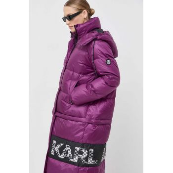 Karl Lagerfeld geaca de puf femei, culoarea violet, de iarna ieftina