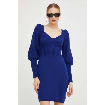 Luisa Spagnoli rochie din lana culoarea albastru marin, mini, mulata