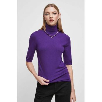 Medicine tricou femei, culoarea violet, cu guler