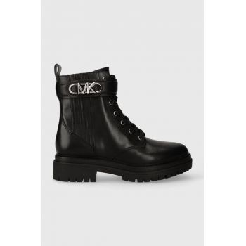 MICHAEL Michael Kors bocanci de piele Parker femei, culoarea negru, cu platforma, 40F3PKFE5L